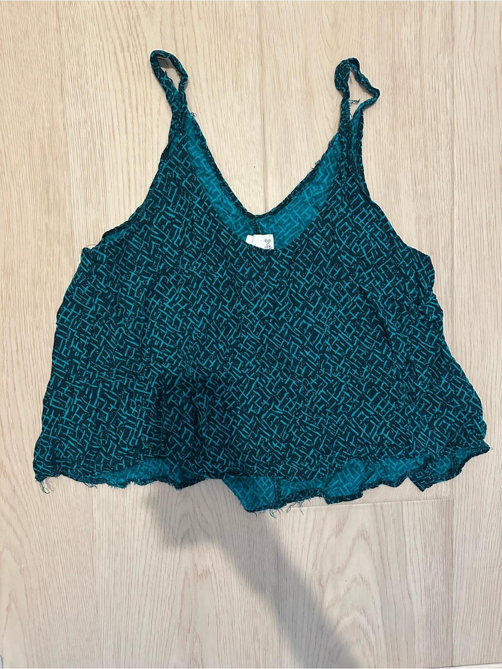 Urban Renewal Teal Patterned V-Neck Tank Top
